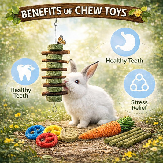 20 PCS Bunny Chew Toys for Teeth, Natural Rabbit Toys Apple Wood Grass Timothy Sticks Chew and Treat for Guinea Pigs Hamster Chinchillas