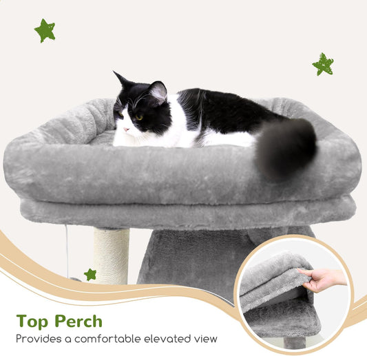 Heavy Duty Cat Tree, 70 Inch Sturdy Cat Tree for Indoor Cats Extra Large Cat Tower with Scratching Post, Hammock, Cat Condo for Adult Cats Kittens, F70 Pro, Light Grey