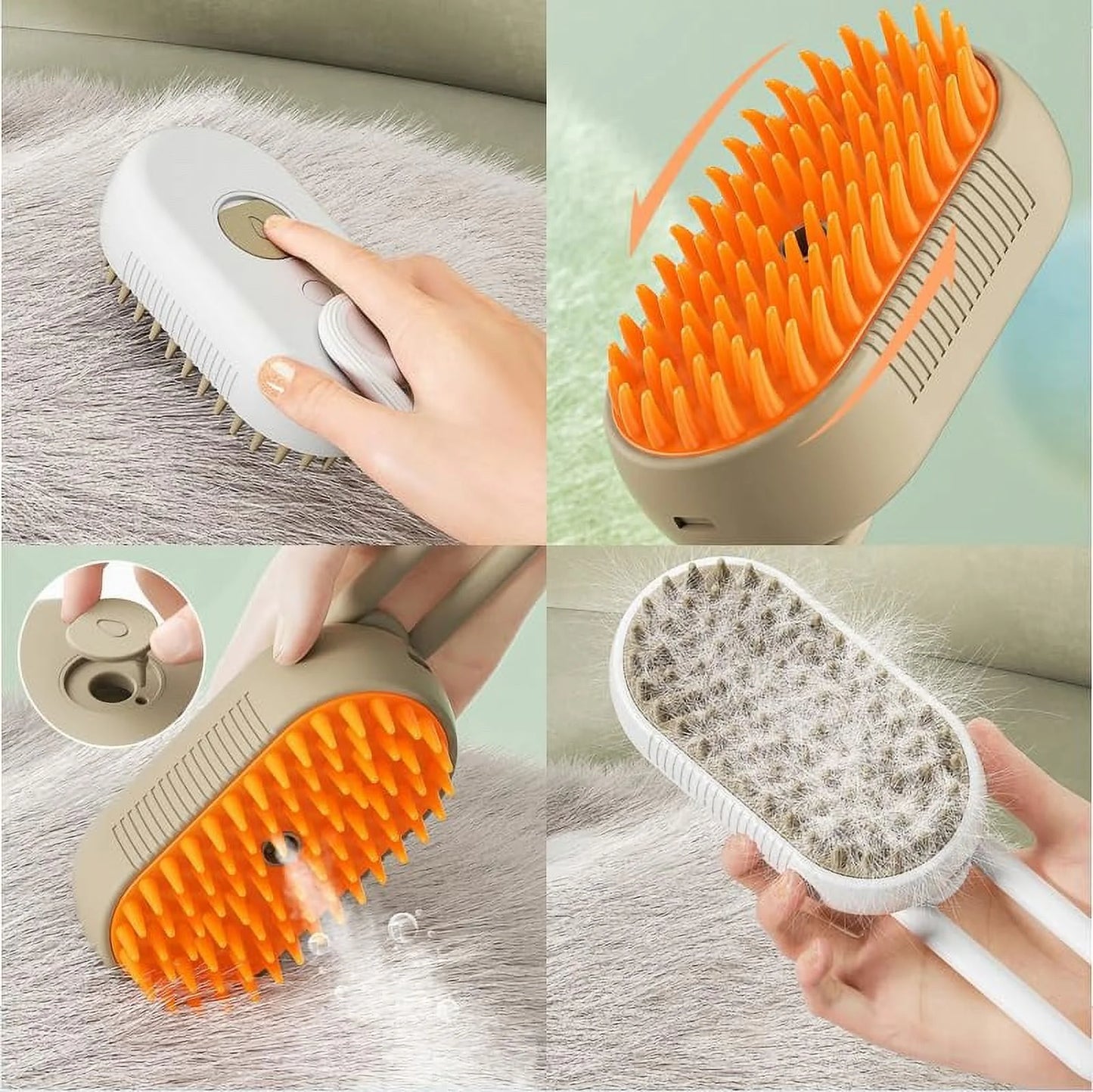 3-in-1 Self-Cleaning Cat Steam Brush for Massage and Hair Removal