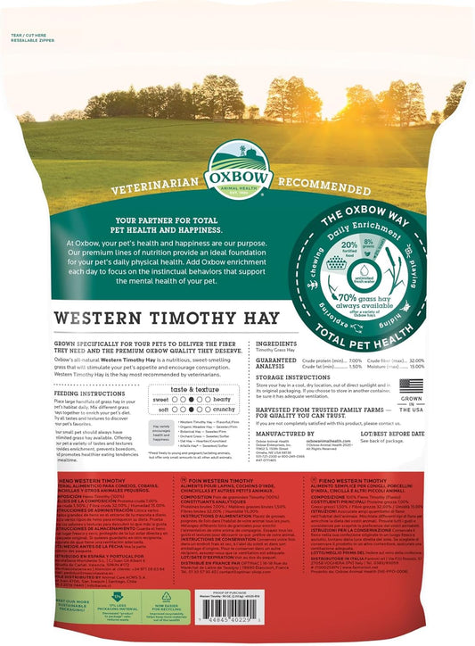 Western Timothy Hay, Guinea Pig Hay, Small Pet Bunny Supplies, All Natural Grass for Guinea Pig, Bunny, Chinchilla & Hamster, Rabbit Supplies for Bunnies, 90 Oz. Bag