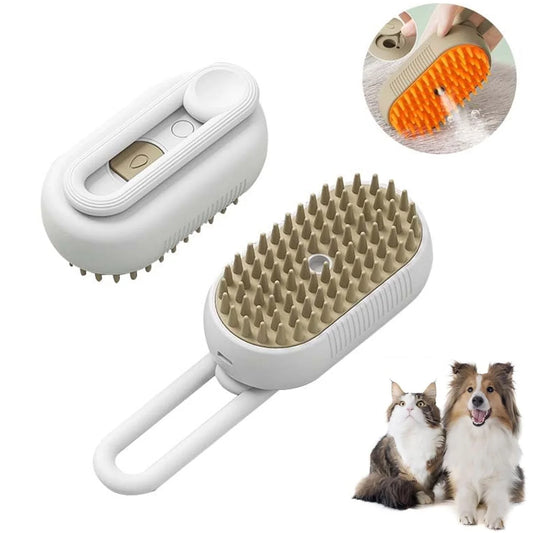 3-in-1 Self-Cleaning Cat Steam Brush for Massage and Hair Removal