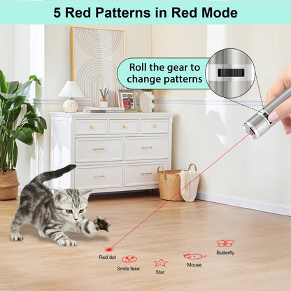 Cat Toys, Rechargeable, 3 Light Modes & 5 Fun Patterns, Portable Interactive Kitten Pet Dog Cat Mouse Toy for Fun Chase Play Exercise