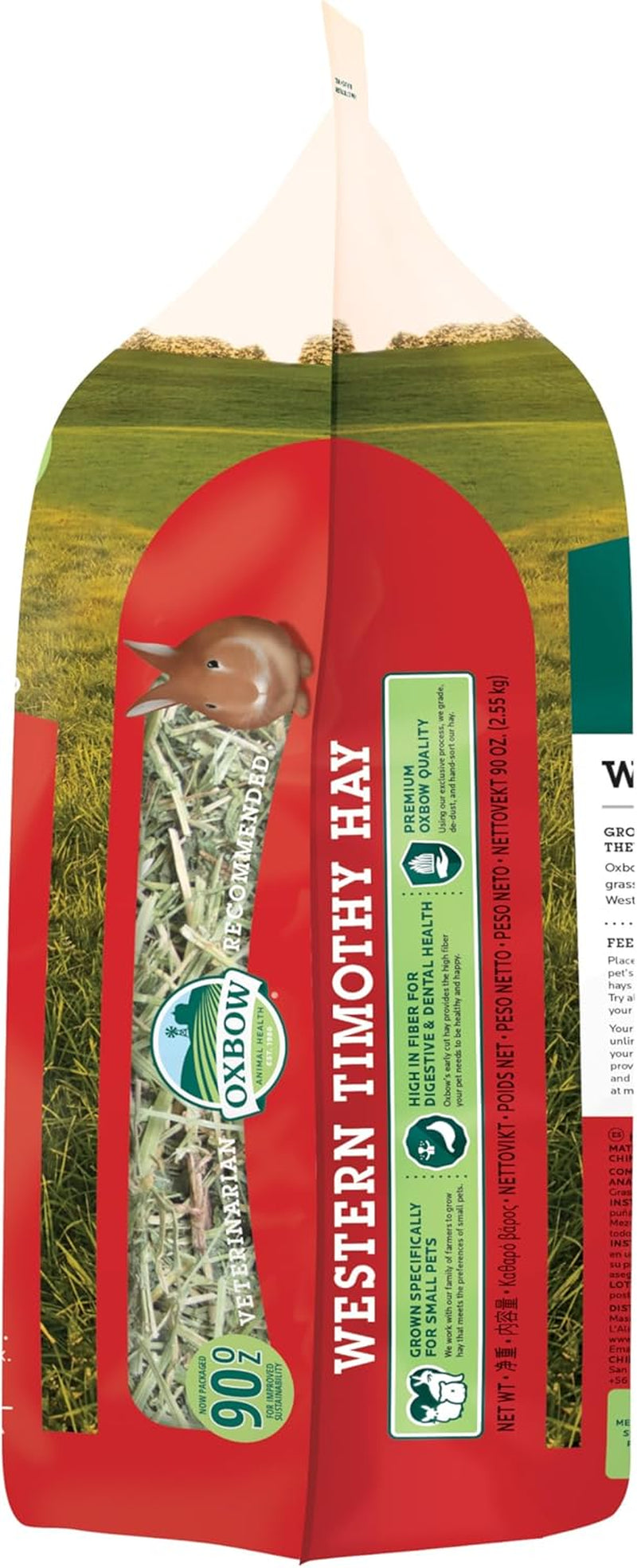 Western Timothy Hay, Guinea Pig Hay, Small Pet Bunny Supplies, All Natural Grass for Guinea Pig, Bunny, Chinchilla & Hamster,  Rabbit Supplies for Bunnies, 90 Oz. Bag