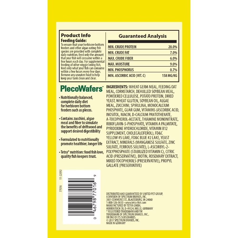 Plecowafers, Nutritionally Balanced Fish Food for Algae Eaters, 3.03 Oz.
