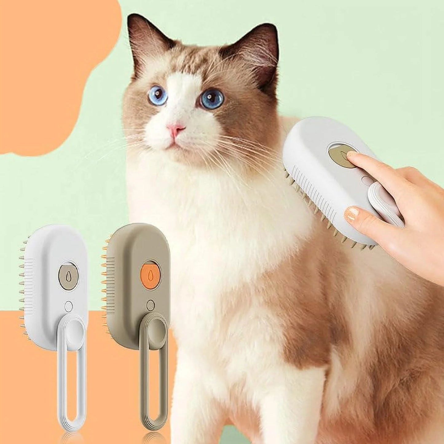 3-in-1 Self-Cleaning Cat Steam Brush for Massage and Hair Removal