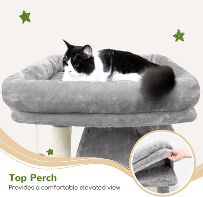 Heavy Duty Cat Tree, 70 Inch Sturdy Cat Tree for Indoor Cats Extra Large Cat Tower with Scratching Post, Hammock, Cat Condo for Adult Cats Kittens, F70 Pro, Light Grey