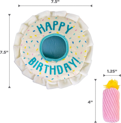 Hide-A-Birthday-Cake Dog Toy – Interactive 2‑In‑1 Plush Puzzle with 3 Squeaky Removable Candles