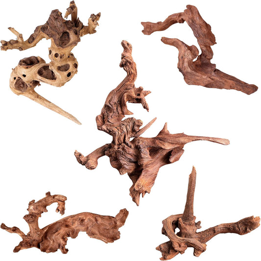 Natural Small Coral Driftwood for Aquarium Decor Fish Tank Decorations, Assorted Driftwood Branch 4.5-7.5" 5 Pcs, Reptile Decor