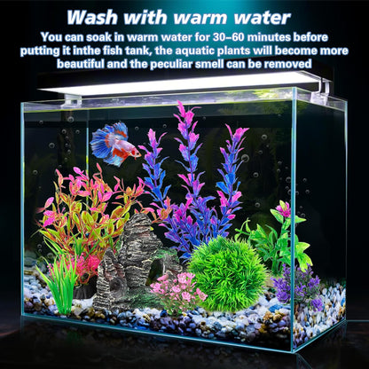 Aquarium Artificial Plastic Plants Decorations and Rock Cave Decor Set Goldfish Betta Fish Tank Accessories Small Large Fish Bowl Ornaments