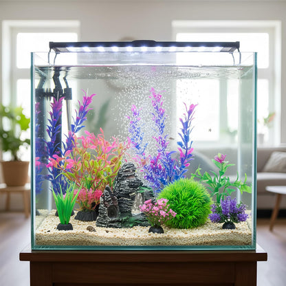 Aquarium Artificial Plastic Plants Decorations and Rock Cave Decor Set Goldfish Betta Fish Tank Accessories Small Large Fish Bowl Ornaments