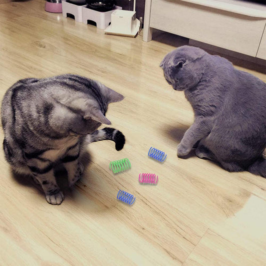 Interactive Cat Spiral Creative Spring Toy to Kill Time and Keep Fit, Sturdy and Heavy Plastic for Swatting, Biting, Hunting Kitten Toys, Colorful, 12 Pcs