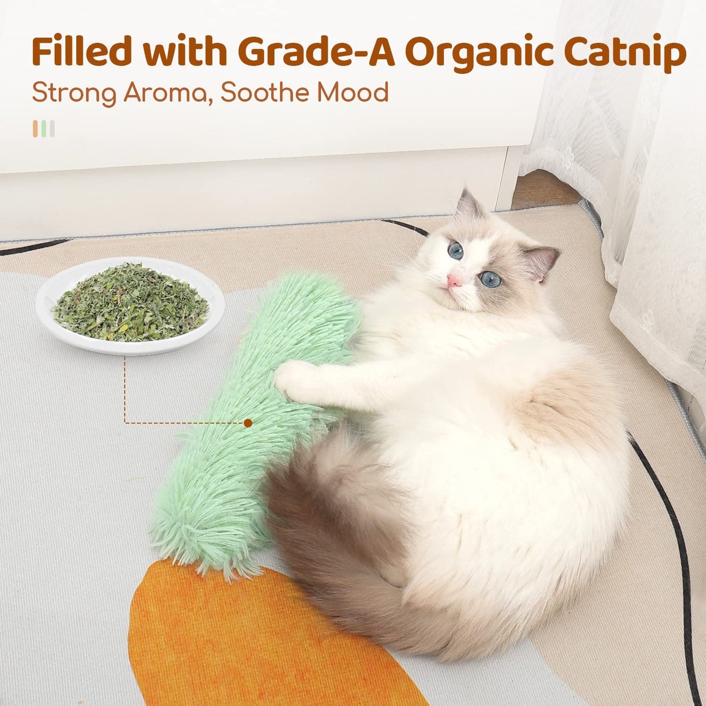 Cat Toys Pillows, 3 Pack, Soft and Durable Crinkle Sound with Catnip Inside, Interactive Indoor Kitten Kicker, Promotes Kitty Exercise