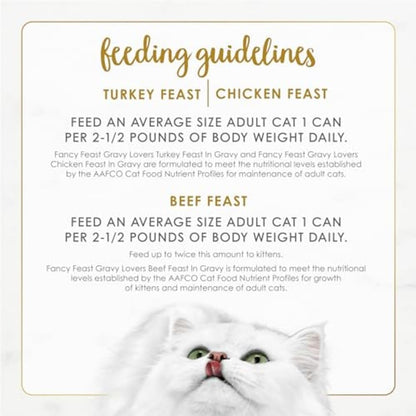 Purina Gravy Lovers Gourmet Wet Cat Food Variety Pack - Poultry and Beef - 30 Pack of 3 Oz. Cans