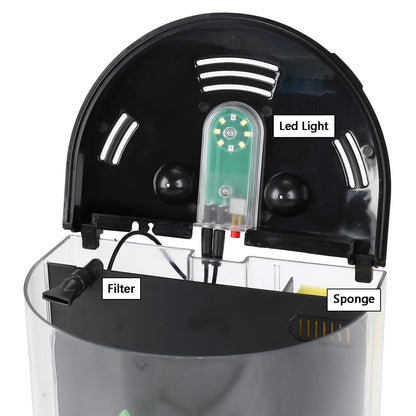 Fish Tank, 1.2 Gallon Aquarium, Small Betta Fish Tank Starter Kit with LED Light and Water Filter Pump, Half Cylinder