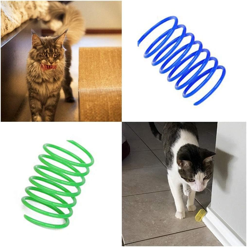 Interactive Cat Spiral Creative Spring Toy to Kill Time and Keep Fit, Sturdy and Heavy Plastic for Swatting, Biting, Hunting Kitten Toys, Colorful, 12 Pcs