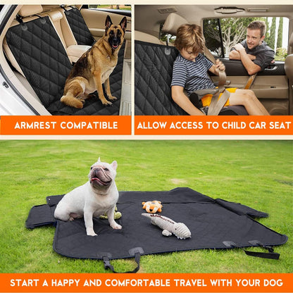 Premium Waterproof Dog Car Seat Cover - Non-Slip Back Seat Protector for Pets, Compatible with Most Cars, Trucks, and SUVs - Black