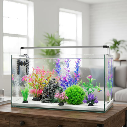 Aquarium Artificial Plastic Plants Decorations and Rock Cave Decor Set Goldfish Betta Fish Tank Accessories Small Large Fish Bowl Ornaments