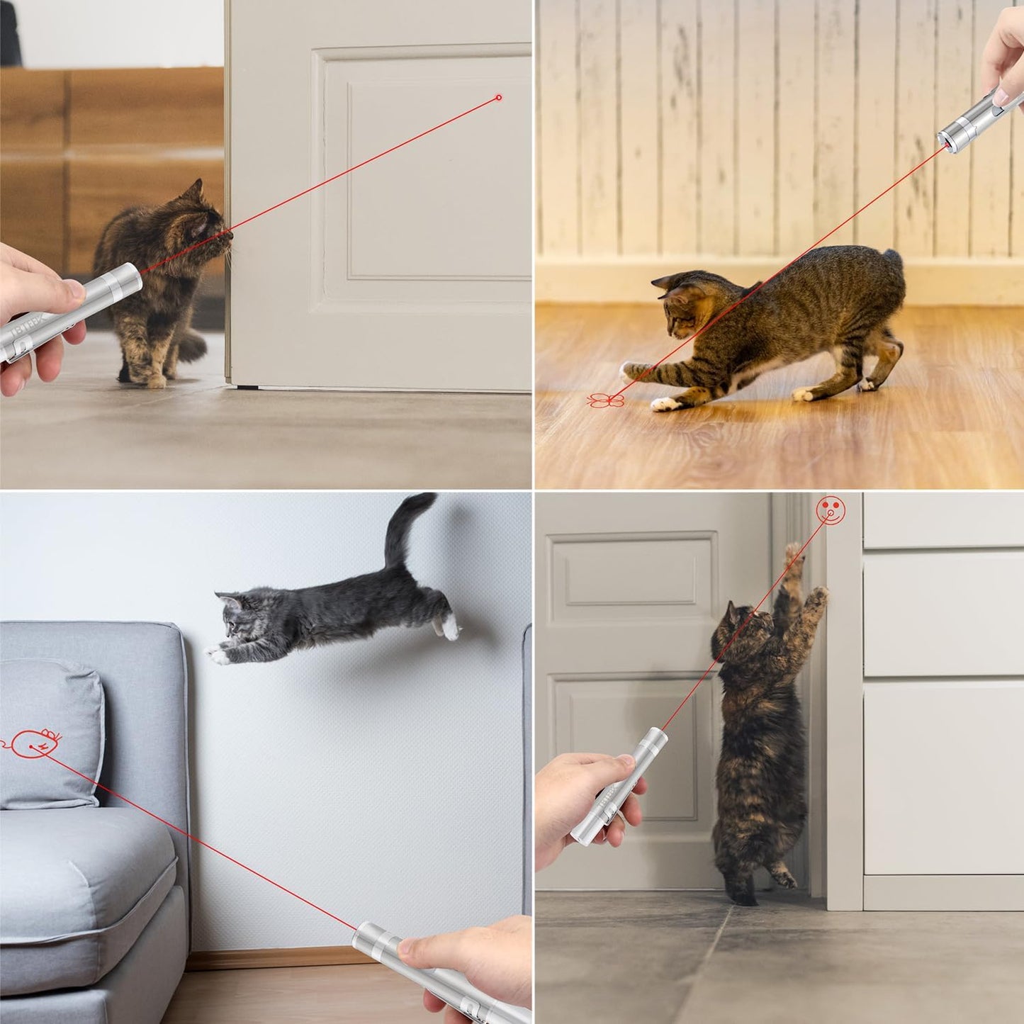 Cat Toys, Rechargeable, 3 Light Modes & 5 Fun Patterns, Portable Interactive Kitten Pet Dog Cat Mouse Toy for Fun Chase Play Exercise
