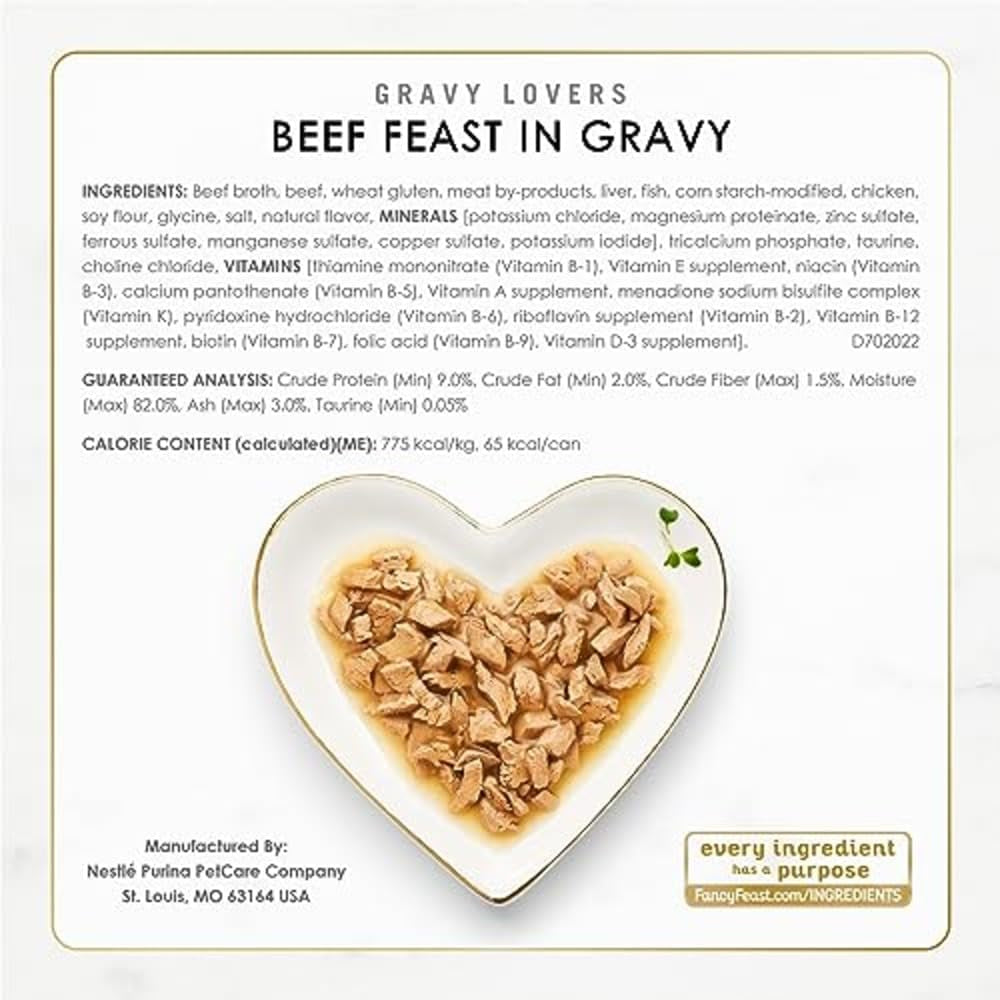 Purina Gravy Lovers Gourmet Wet Cat Food Variety Pack - Poultry and Beef - 30 Pack of 3 Oz. Cans