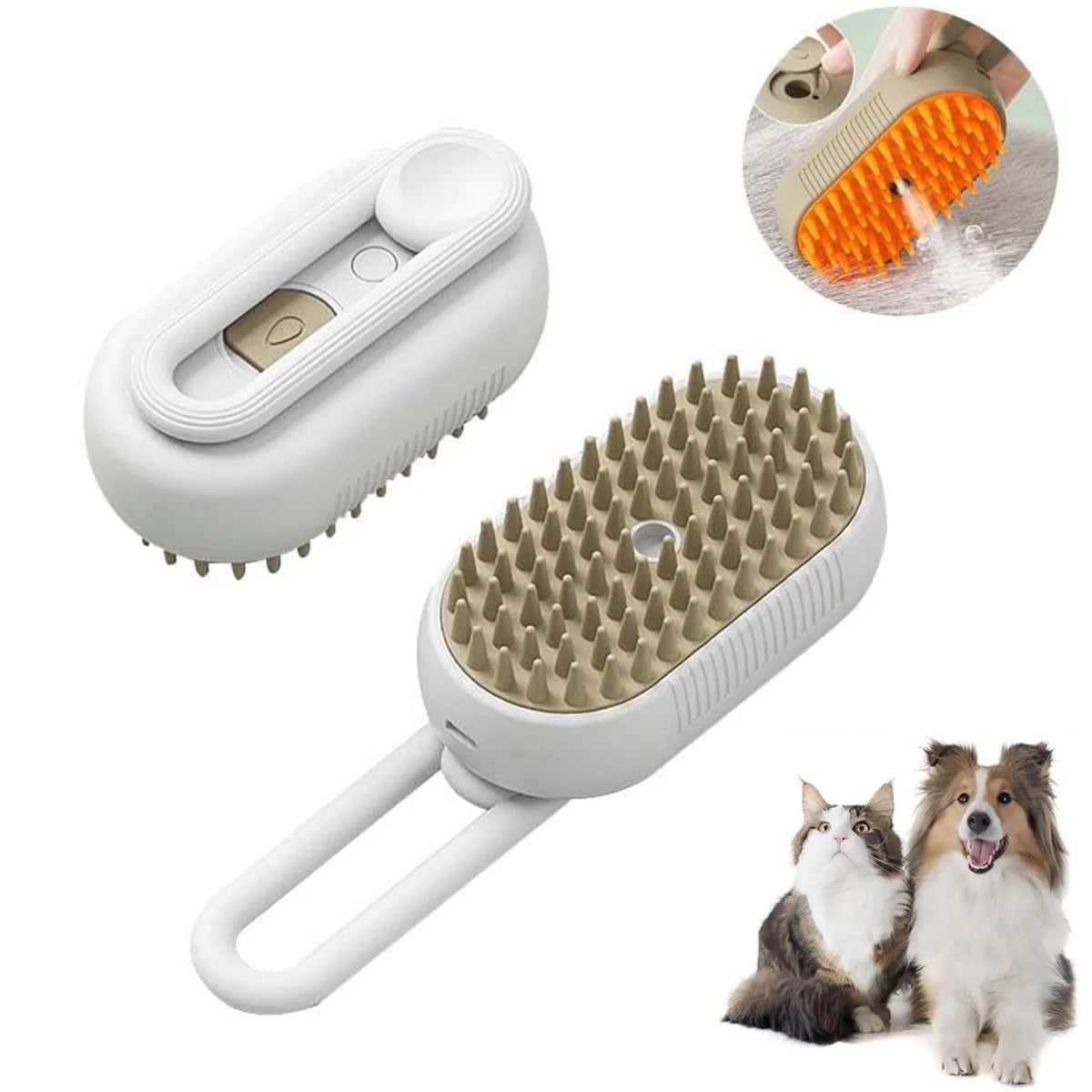 3-in-1 Self-Cleaning Cat Steam Brush for Massage and Hair Removal
