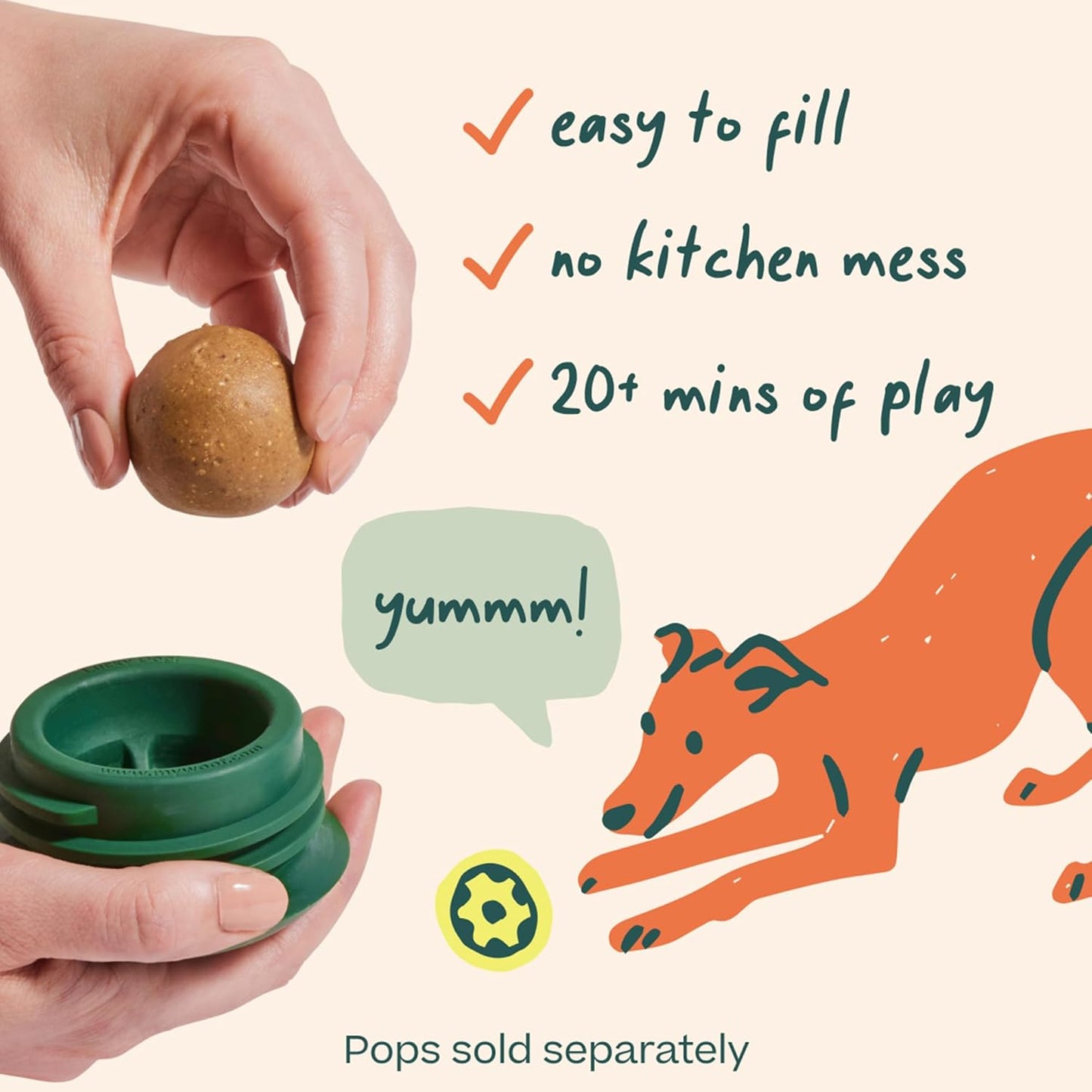 Pupsicle - Long-Lasting Interactive Dog Ball Toy to Keep Your Pup Busy and Distracted - Safe for Dogs - Low-Mess Design - Dog Toys for Medium and Large Dogs 25-75 Lbs