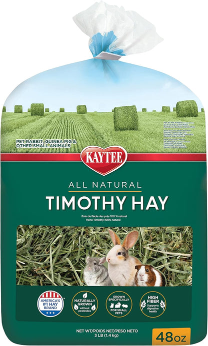 Timothy Hay, High Fiber, Grown Specifically for Small Animals, Rabbits, Guinea Pigs, Chinchillas, 48 Ounces