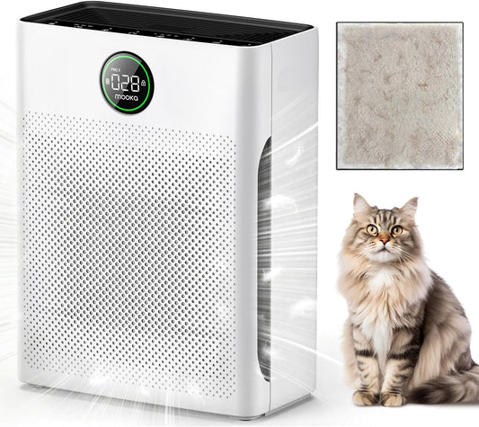 Air Purifiers for Home Large Room up to 2200Sq.Ft,  Air Purifier for Home Pets with Washable Filter, PM 2.5 Display Air Quality Sensor Air Cleaner for Bedroom, Dorm Room, Pets, Office PR1 (White)