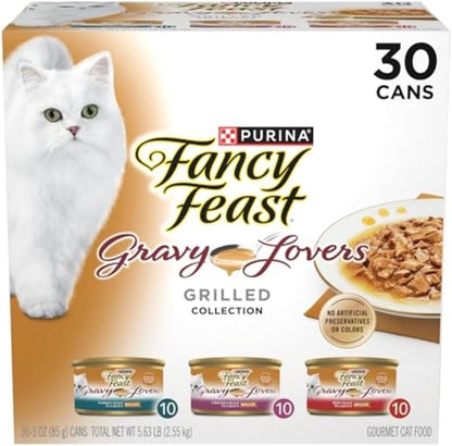 Purina Gravy Lovers Gourmet Wet Cat Food Variety Pack - Poultry and Beef - 30 Pack of 3 Oz. Cans
