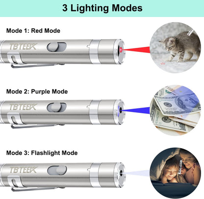 Cat Toys, Rechargeable, 3 Light Modes & 5 Fun Patterns, Portable Interactive Kitten Pet Dog Cat Mouse Toy for Fun Chase Play Exercise