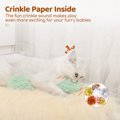 Cat Toys Pillows, 3 Pack, Soft and Durable Crinkle Sound with Catnip Inside, Interactive Indoor Kitten Kicker, Promotes Kitty Exercise