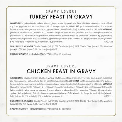 Purina Gravy Lovers Gourmet Wet Cat Food Variety Pack - Poultry and Beef - 30 Pack of 3 Oz. Cans