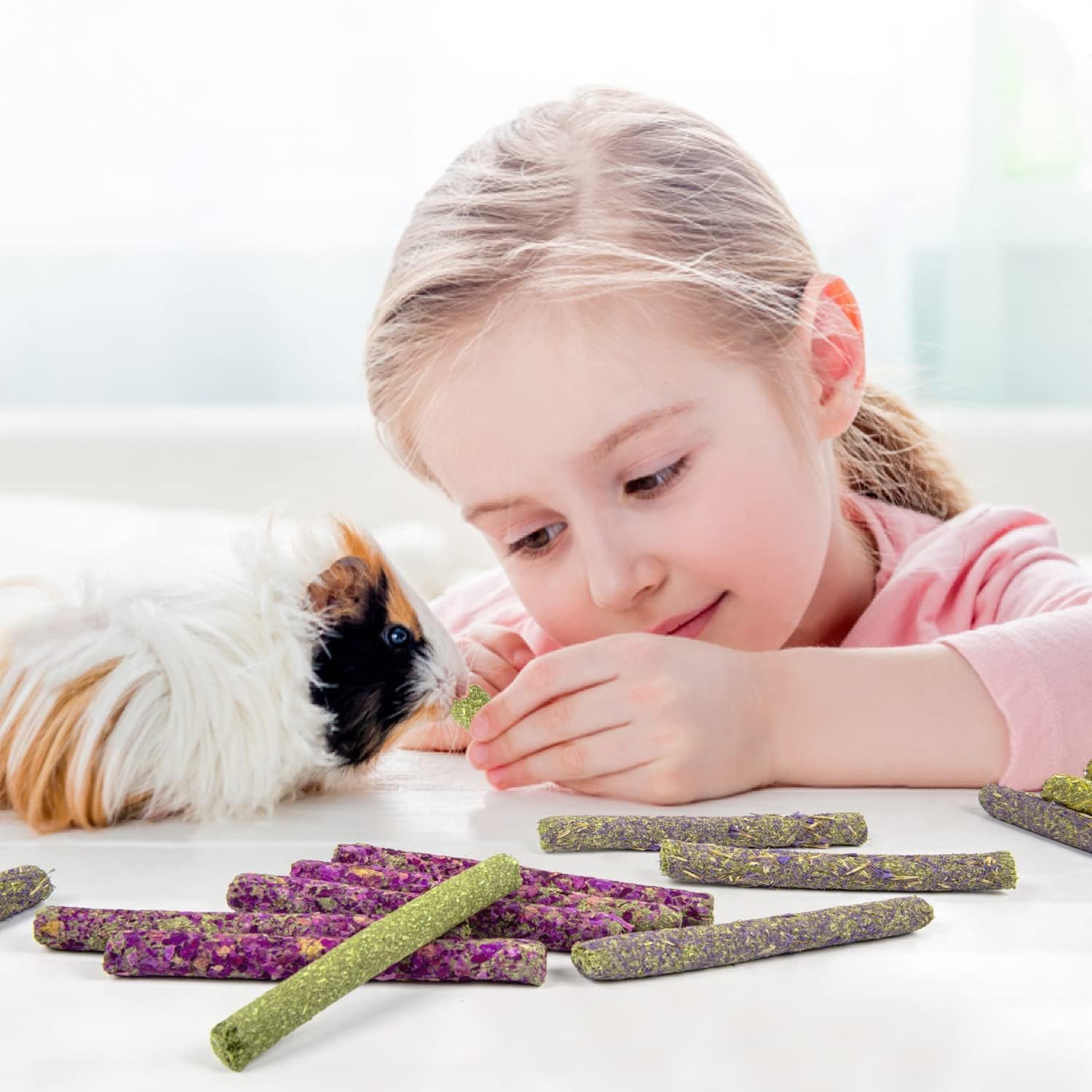 32Pcs Timothy Hay Sticks 320G for Rabbit, Guinea Pig, Hamster - Natural Handmade Treats and Chews for Teeth - Chinchilla, Rat, Gerbil Toys