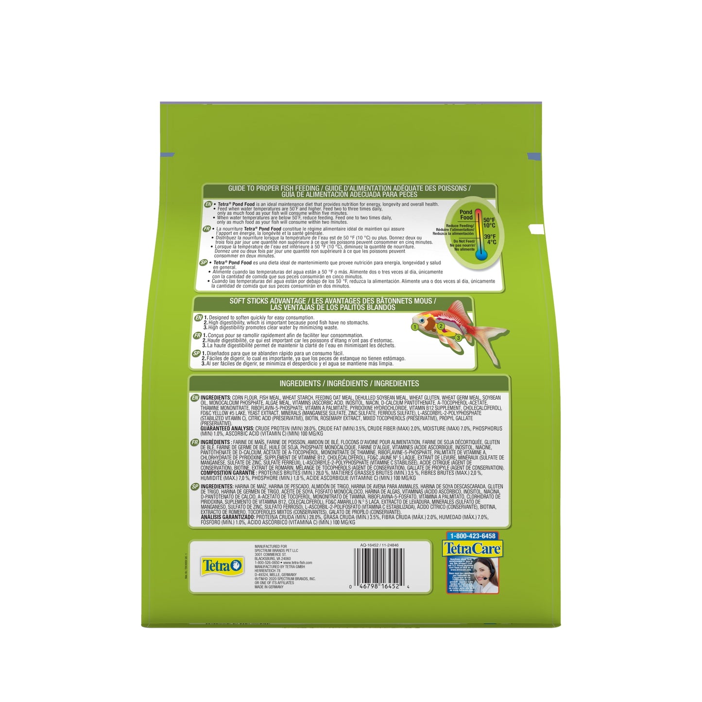 Pond Fish Food Premium Sticks Diet for Koi and Goldfish, 1.25 Lbs