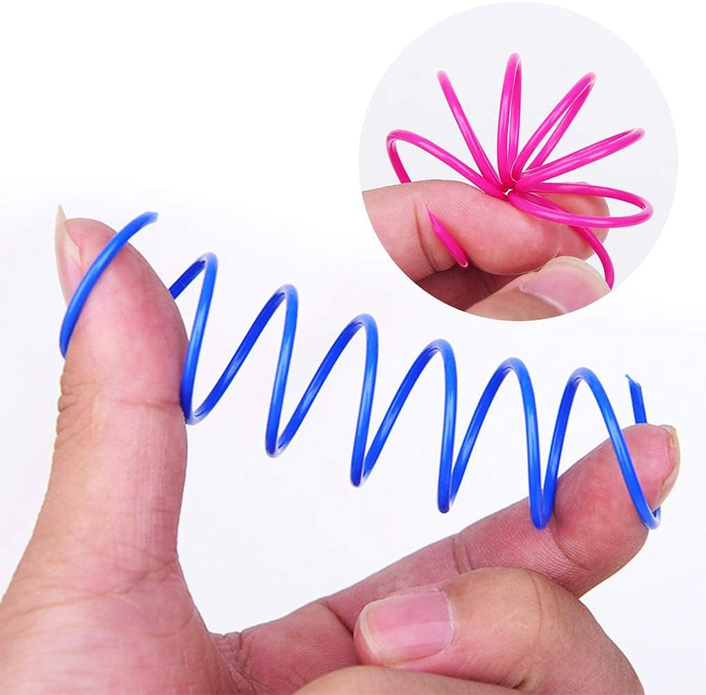 Interactive Cat Spiral Creative Spring Toy to Kill Time and Keep Fit, Sturdy and Heavy Plastic for Swatting, Biting, Hunting Kitten Toys, Colorful, 12 Pcs