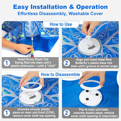 Interactive Cat Toys for Indoor Cats,[Newly Upgraded] Rechargeable Touch Activated Hide and Seek Kitten Toys for Bored Indoor Adult Cats with Fluttering (Blue)