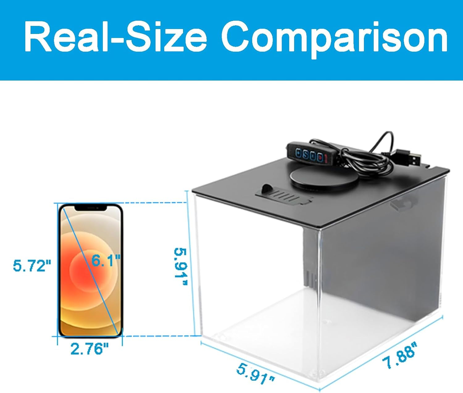 Fish Tank, 1 Gallon Betta Fish Tank, Small Aquarium Kit with LED Light and Water Filter Pump