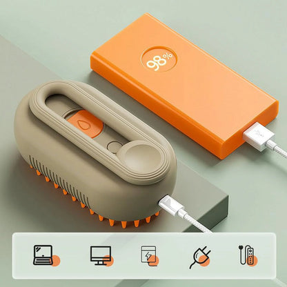 3-in-1 Self-Cleaning Cat Steam Brush for Massage and Hair Removal