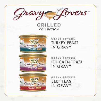 Purina Gravy Lovers Gourmet Wet Cat Food Variety Pack - Poultry and Beef - 30 Pack of 3 Oz. Cans
