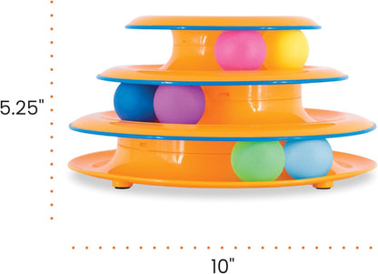 Tower of Tracks Cat Toy – 3-Level Track Tower with 6 Balls, Interactive Cat Toy for Indoor Enrichment