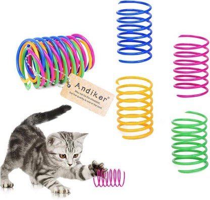 Interactive Cat Spiral Creative Spring Toy to Kill Time and Keep Fit, Sturdy and Heavy Plastic for Swatting, Biting, Hunting Kitten Toys, Colorful, 12 Pcs